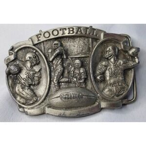 VTG Brass Football Belt Buckle 1983 Bergamot Brass Works Made in USA Vintage